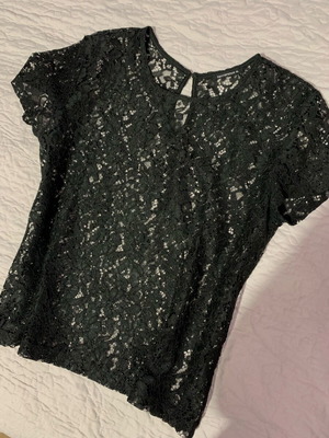Evening short-sleeve women's blouse XL black like new with lace