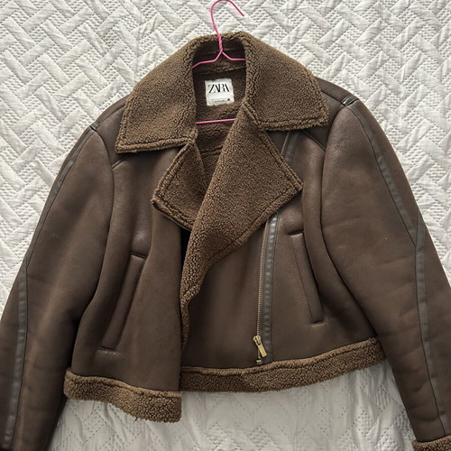 Zara cropped brown plateau jacket like new, size S