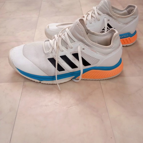 Adidas athletic shoes pair, size 46, white