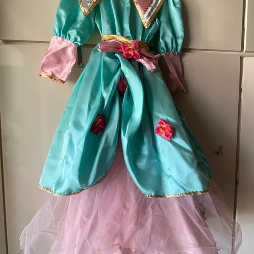 Children's carnival rose costume used, turquoise and pink