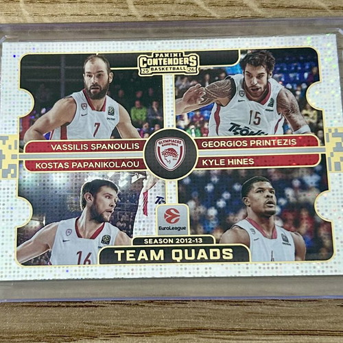 Panini Euroleague 2025-26 Team Quads card Olympiacos Spanoulis Printezis Papanikolaou Hines