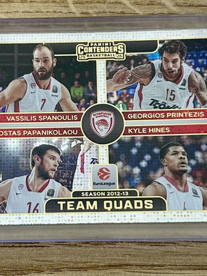Panini Euroleague 2025-26 Team Quads card Olympiacos Spanoulis Printezis Papanikolaou Hines