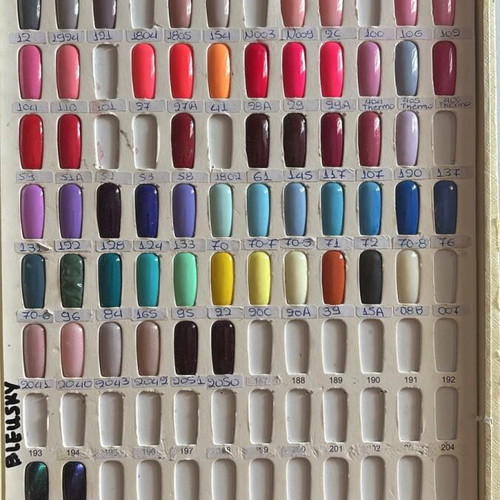 Semipermanent nail polish used, various brands and colors