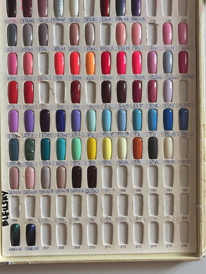 Semipermanent nail polish used, various brands and colors