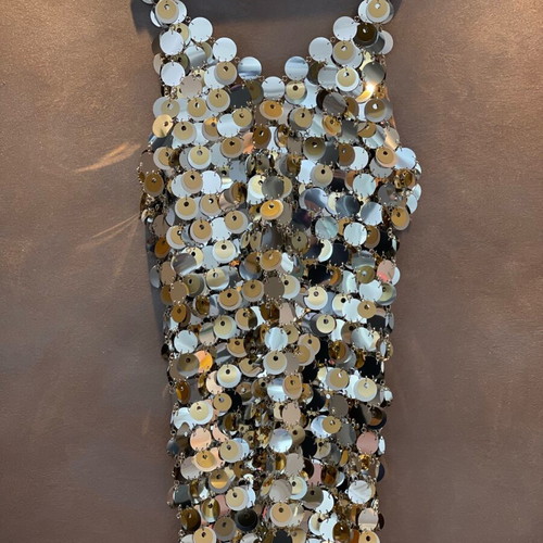 gold off shoulder dress Paco Rabanne dress Haute Couture Spring 1989 – Les Merveilles De Babellou main image 0