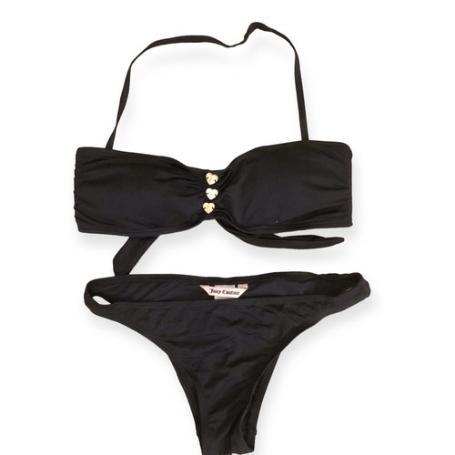Juicy Couture Miss Divine Hearts Button Bikini like new, black
