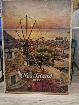 Wooden decorative sign Mill Kos like new, 13×18 with magnet
