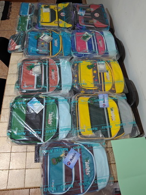 Vintage school bags and pencil cases Nakis, new sealed set of 12