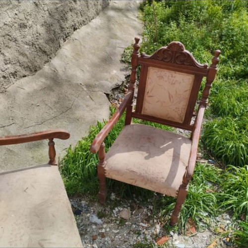 Vintage living room set used with sofa and armchair