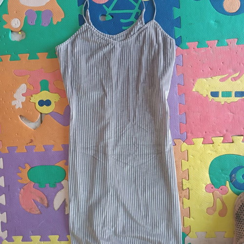 Studio f small dress grey with thin velour stripe, like new