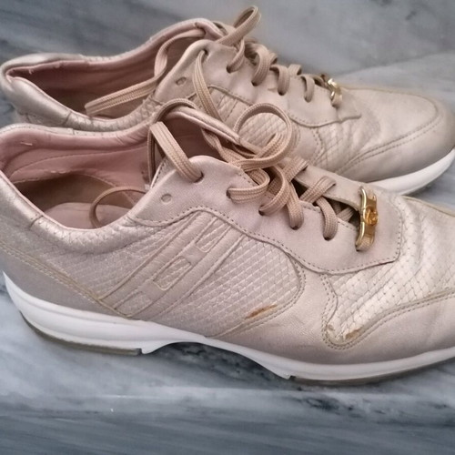 Toutounis women's athletic shoes used, beige with gold details