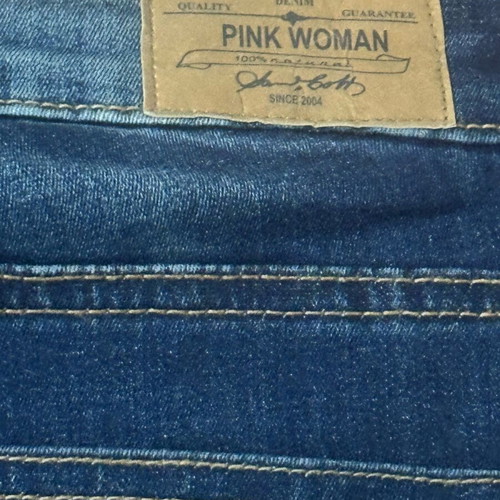 Pink Woman slim women's jeans like new, blue with fading