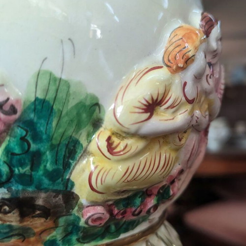 Capodimonte large vintage porcelain pitcher vase 1970s, 39 cm