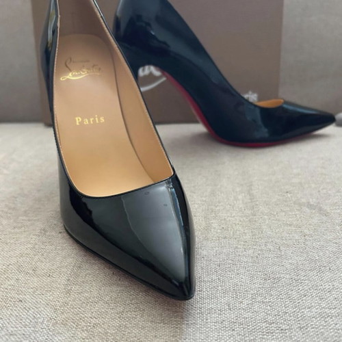 Christian Louboutin black patent leather pumps used