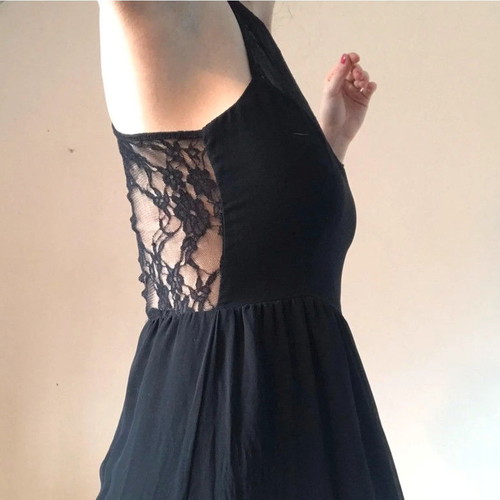 Zara black long dress used, size S