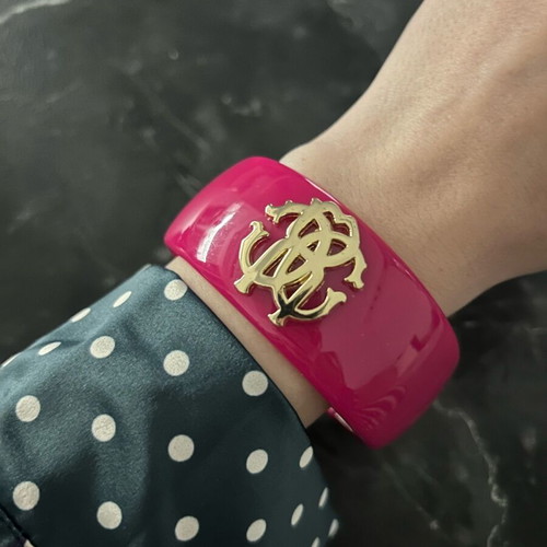 Roberto Cavalli bracelet limited edition fuchsia resin with gold logo