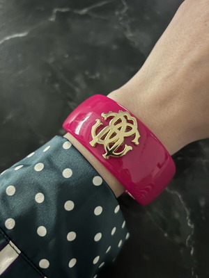 Roberto Cavalli bracelet limited edition fuchsia resin with gold logo