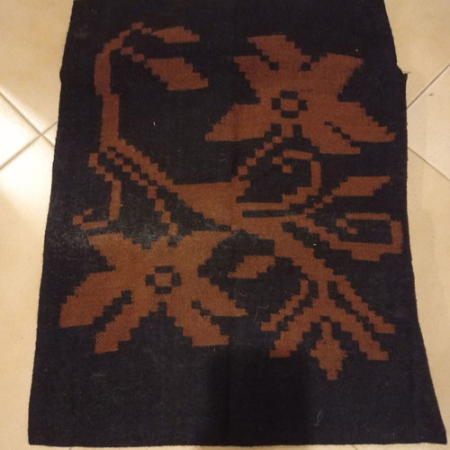 Woven pillowcases used, pack of 2, pure wool brown with flower
