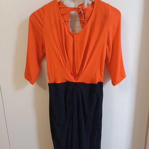 Naf Naf dress made of viscose with 3/4 sleeves like new, black and orange
