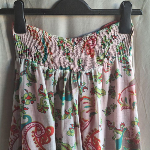 Mango Small Boho Paisley Cotton Maxi Summer Dress Halter Backless