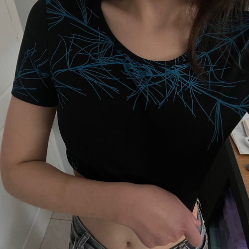 Sure crop top new with details, size XS, black and blue