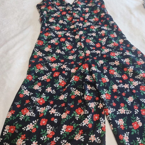 Floral jumpsuit one size used with zipper and strap repair needed