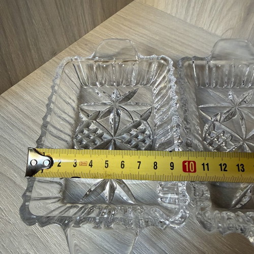 Glass serving plates, set of 2, vintage style