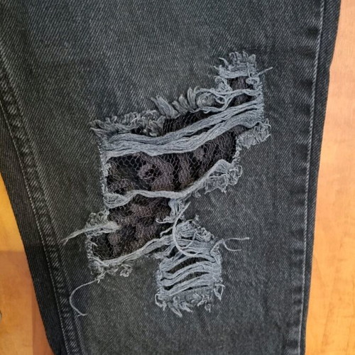 Lynne women's black jeans used with lace and elastic waist size M