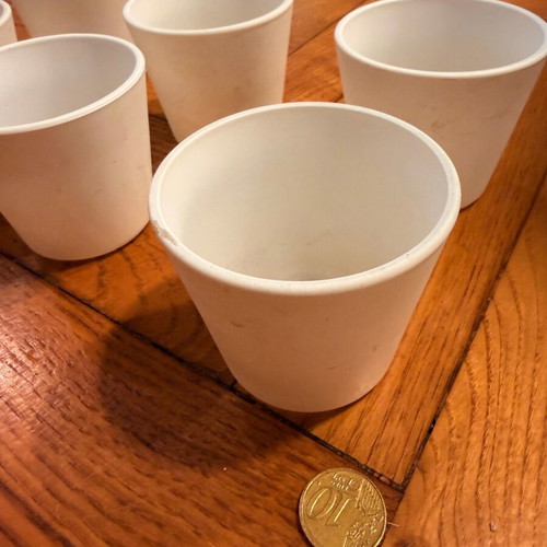 Used flower pots pack of 6 white glass for small cacti IKEA
