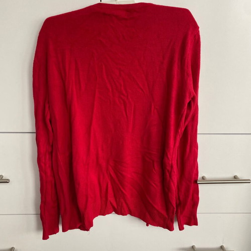 Red knitted cardigan women like new, size M/L