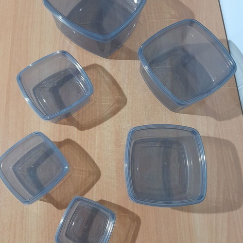 Set of 6 square food storage containers, new, anthracite transparent