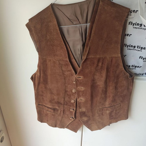 Vintage brown suede leather vest used, boho western style