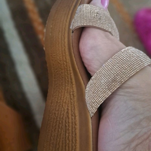 Platform shoes with rhinestones like new, gold, size 36