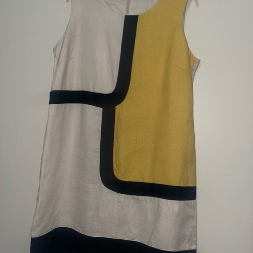 Kaleidoscope 100% linen dress new, black and beige
