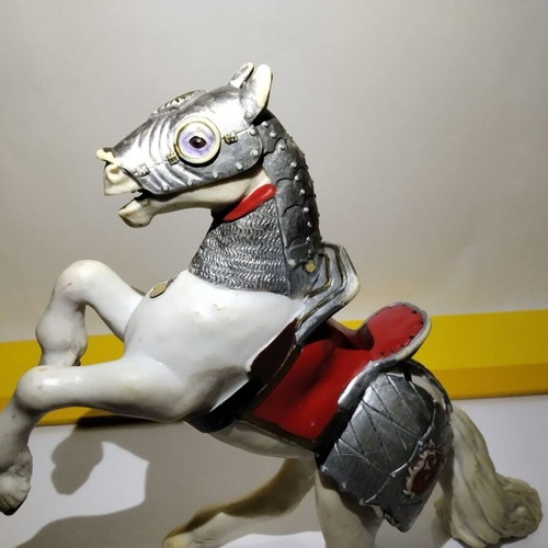 Papo reared up armored horse figure, fantasy world medieval knights