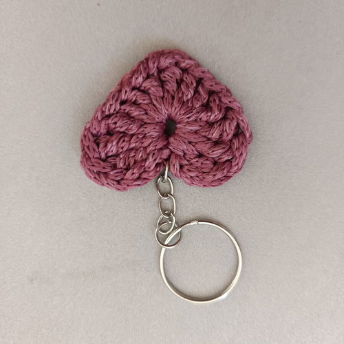 Handmade heart-shaped crochet keychains, pack of 2, blue and pink