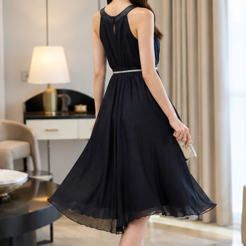 ECI New York silk dress size 14 L like new, black and gray