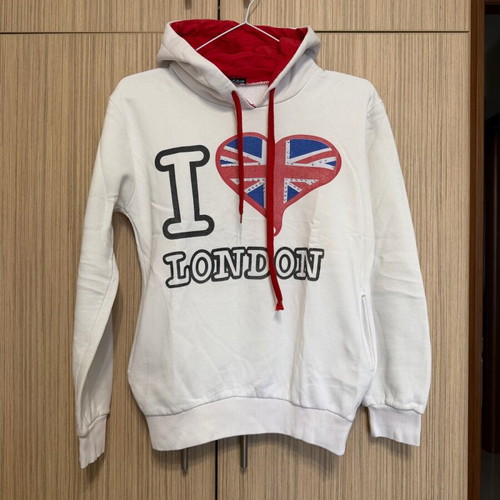 Women's fleece-lined sweatshirt used, cream with red lining