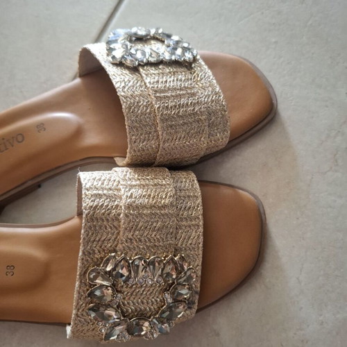 Attrattivo sandals used with crystals, size 38, beige