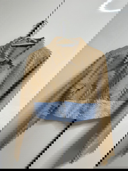 Zara πουκάμισο κροπ με δύο υφάσματα