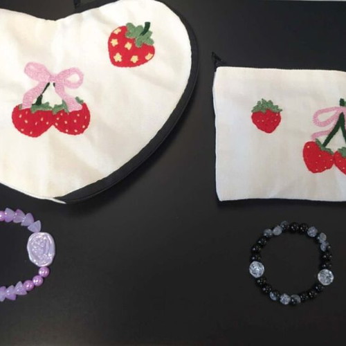 Coquette Handmade Heart Pouch Set with Free Bracelets