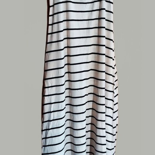 Striped dress in cotton fabric like new, size XL, ecru and black