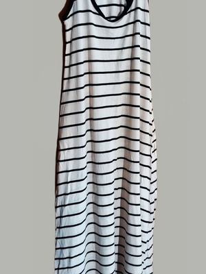 Striped dress in cotton fabric like new, size XL, ecru and black