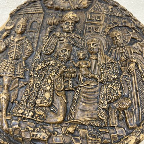 Antique wax plaque 1718, Adoration of the Magi