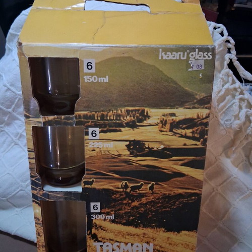 Tasman glasses new, pack of 18 from New Zealand, 70s vintage