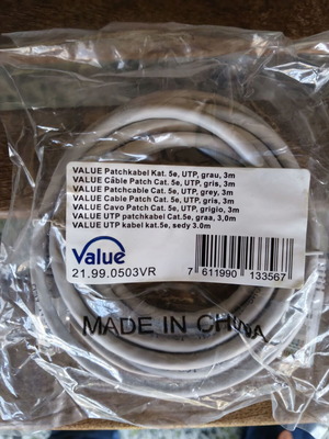 Value καλώδιο patch cord Cat 5e, 3 m
