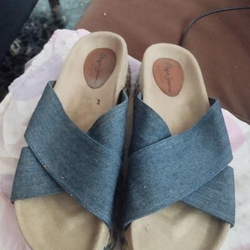 Pare Gabia espadrilles platform sandals size 38, denim fabric
