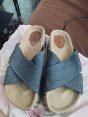 Pare Gabia espadrilles platform sandals size 38, denim fabric
