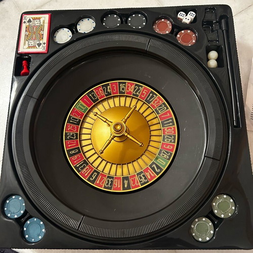 Casino Roulette Set with Wheel, Chips and Table Mat like new