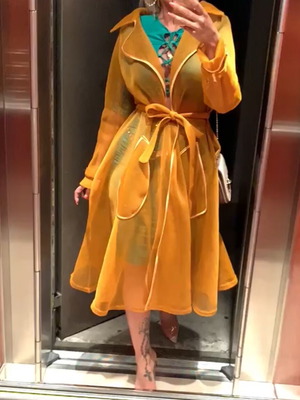 Mesh outerwear like new, size M, yellow orange